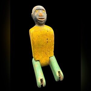 Vintage 1940s African Americana Jig Doll Wooden African Americana Doll 8”